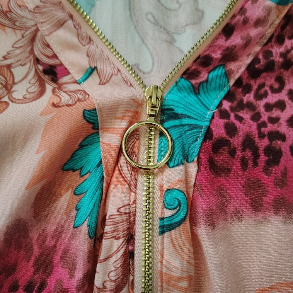 SOLD Pink and Blue Patterned Shirt Dress - Picture 8 of 12
